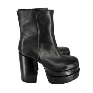 Steve Madden Cobra Leather Platform Boots Size 9.5 70's Ultra Heel Black